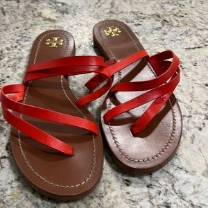 Tory Burch Leather Sandals - Coral size 9.5 - Excellent Condition